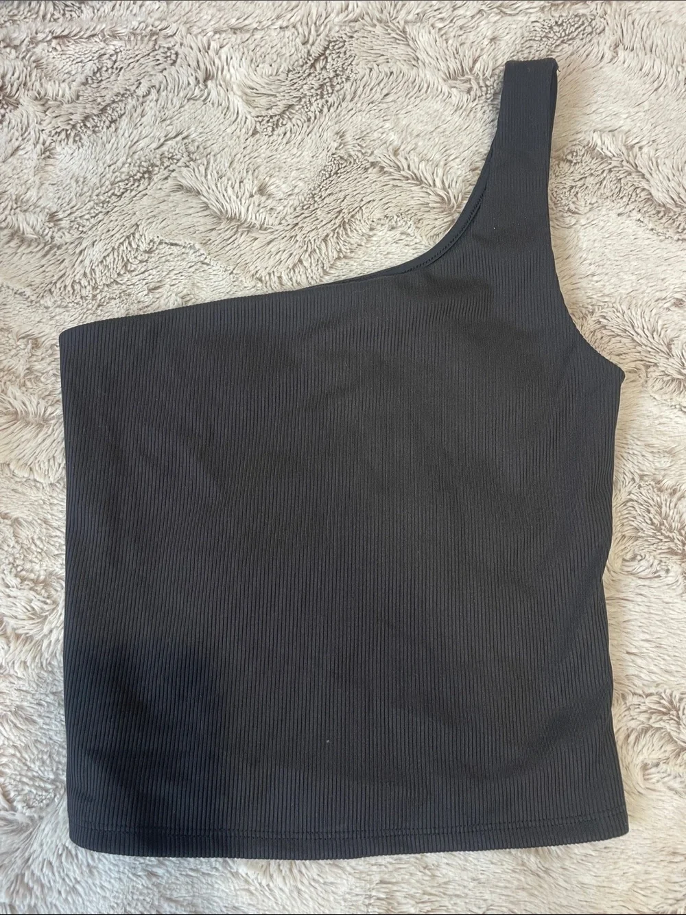 Express One-Shoulder Black Ribbed Tank size small - Picture 1 of 4